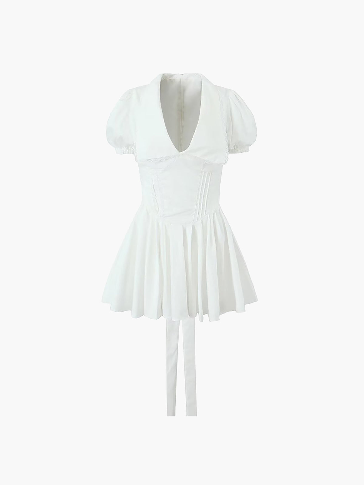 Robe courte à col poupée et lacets