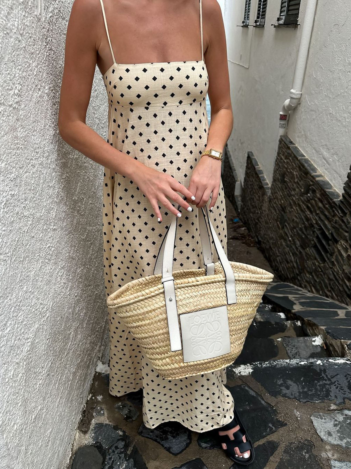 Robe longue imprimée à fines bretelles