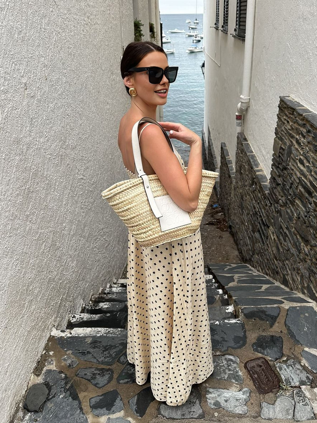 Robe longue imprimée à fines bretelles