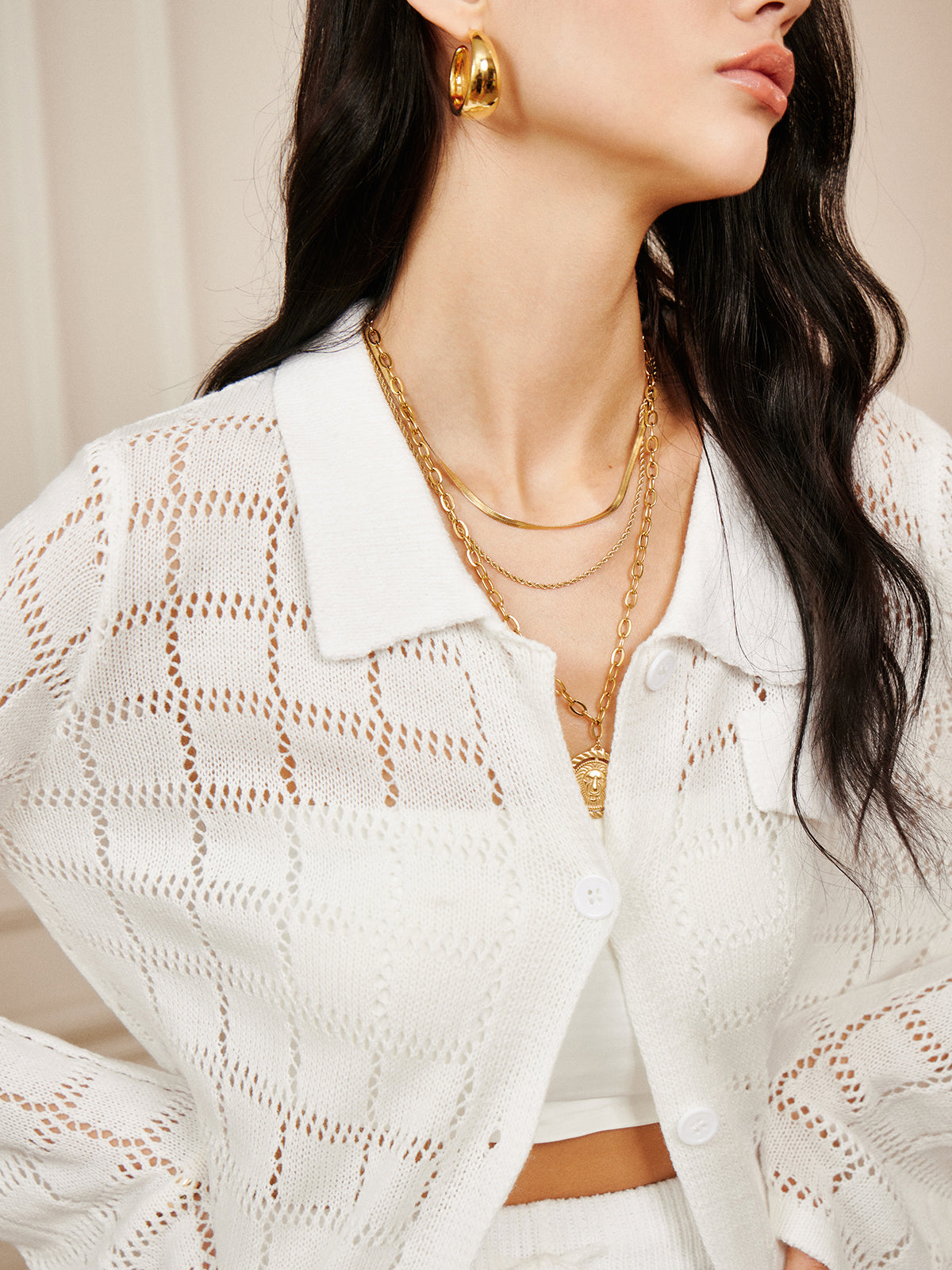 Ensemble pantalon à carreaux creux et cordon de serrage