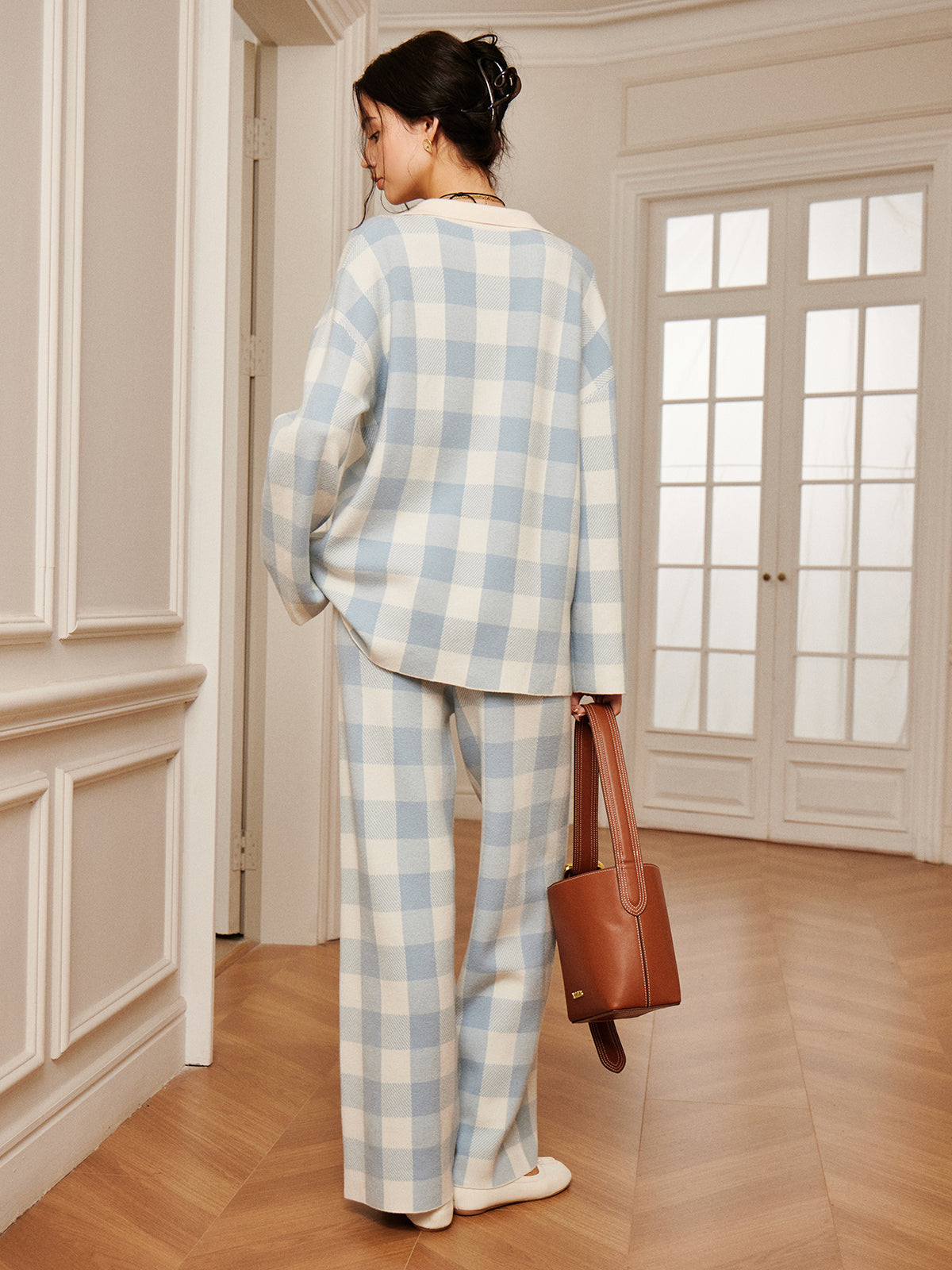 Ensemble pull polo à carreaux