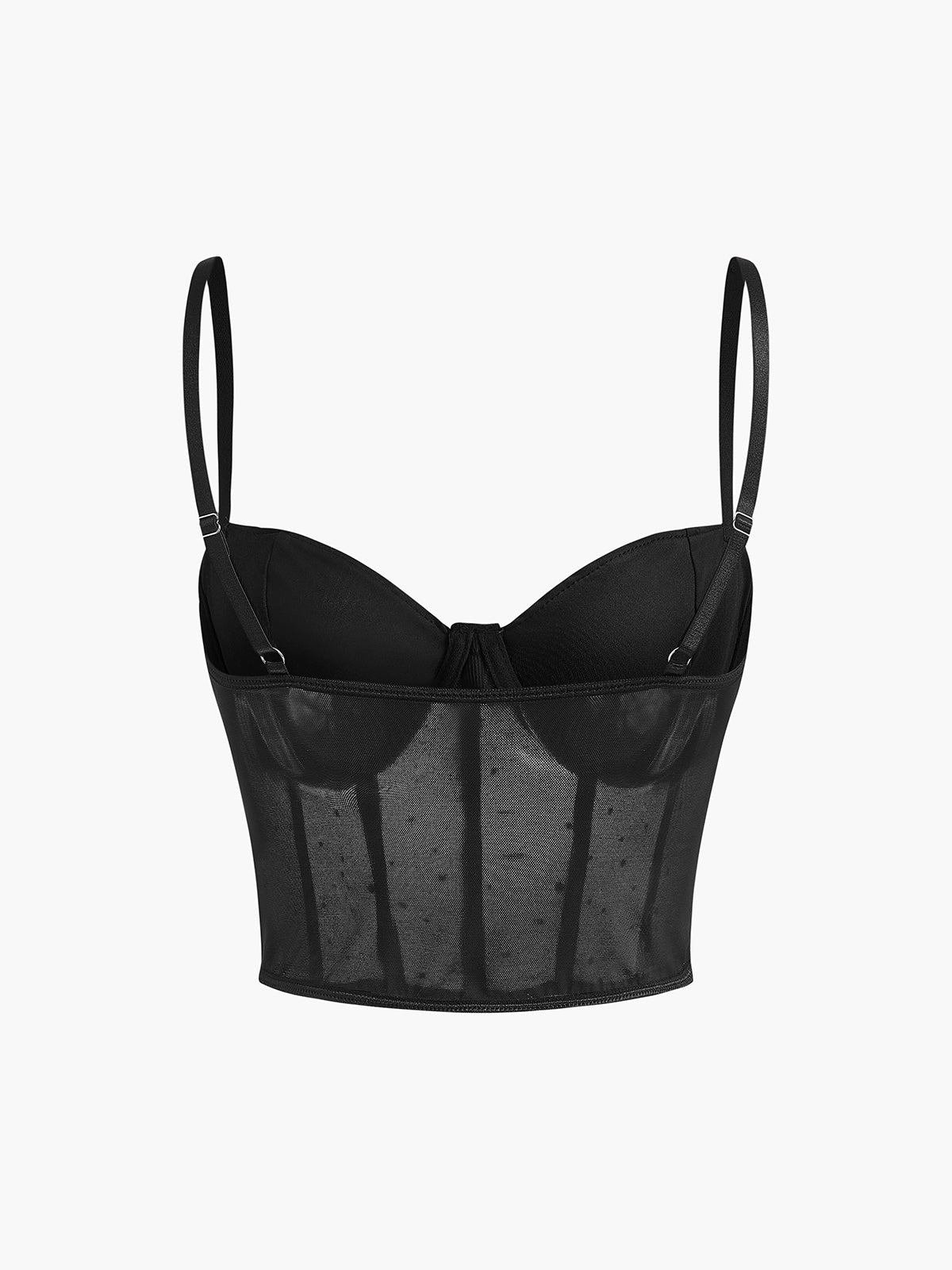 Haut corset à pois en maille semi-transparente