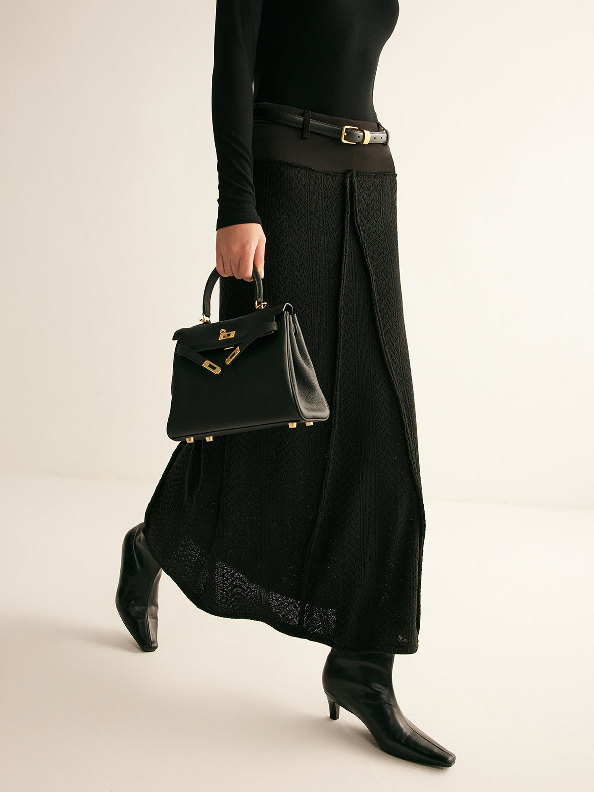 Strickrock mit Hohlpaspelierung ohne Gürtel