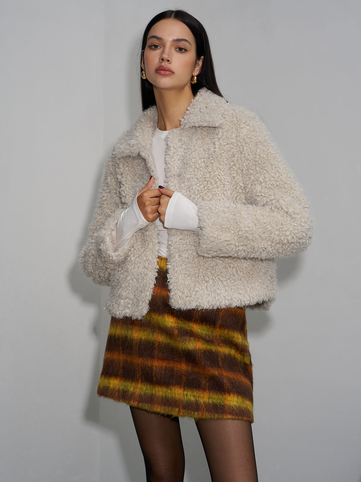 Veste courte polaire à revers