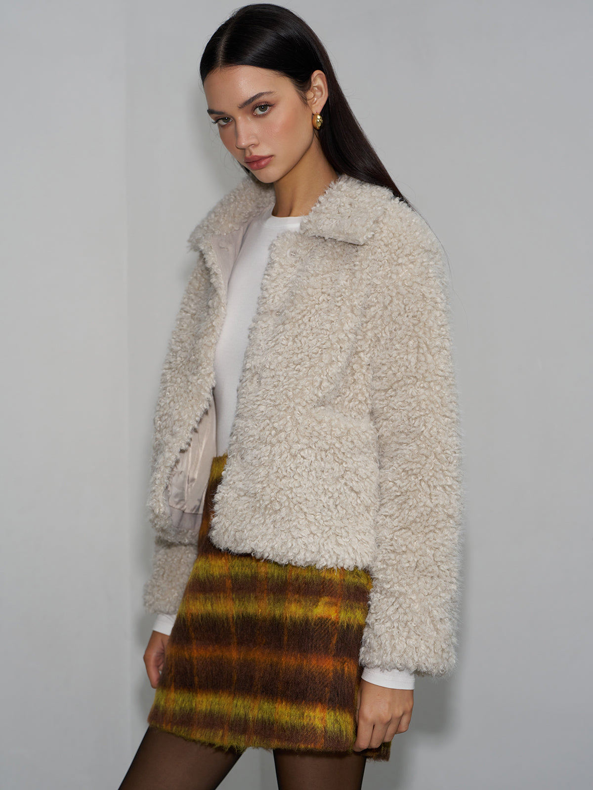 Veste courte polaire à revers