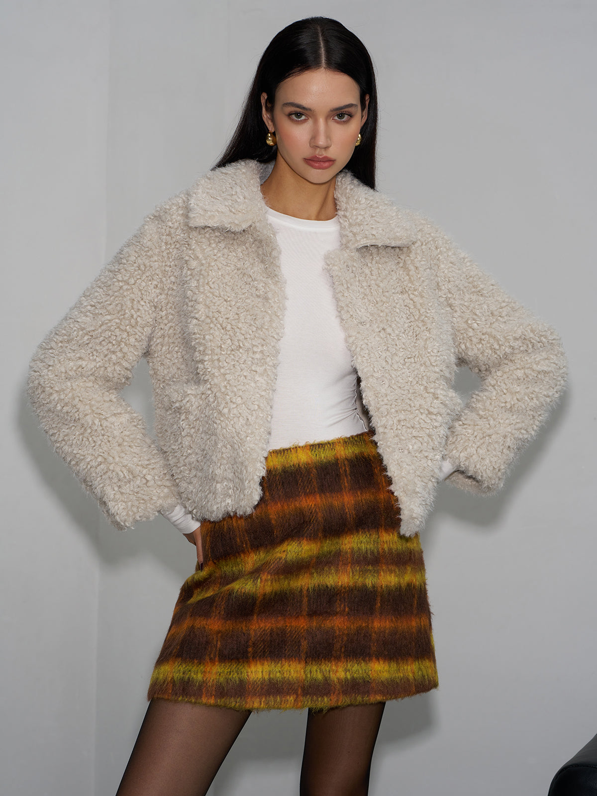 Veste courte polaire à revers