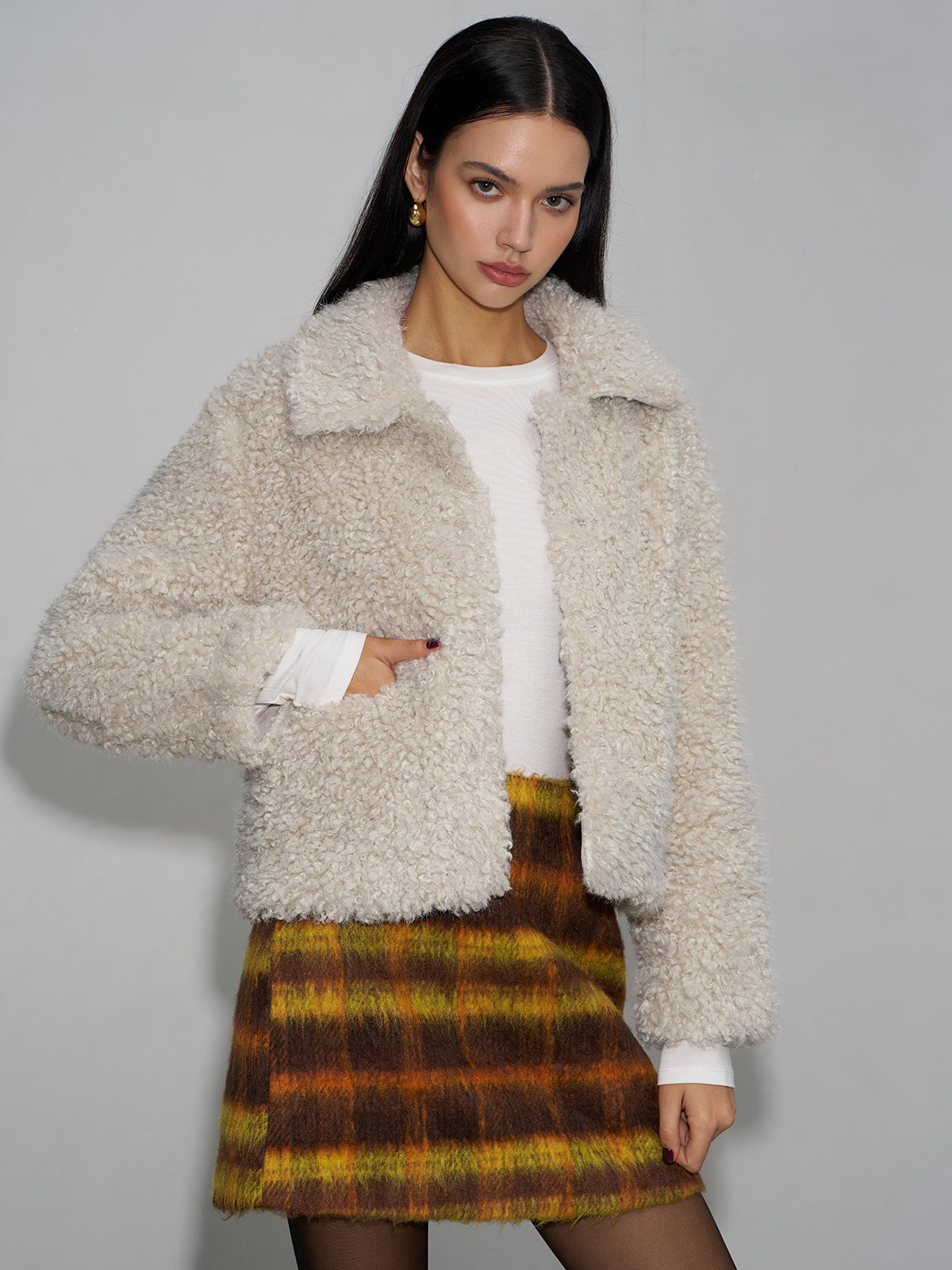 Veste courte polaire à revers