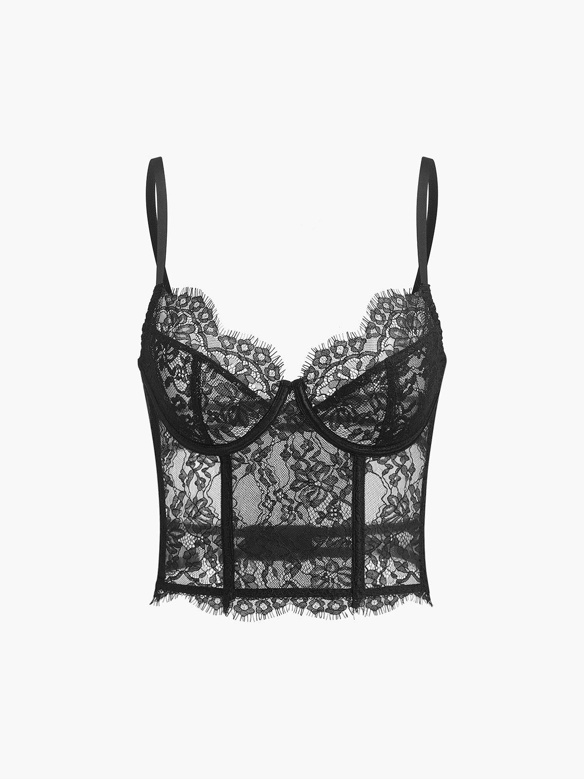 Corset court en dentelle transparente