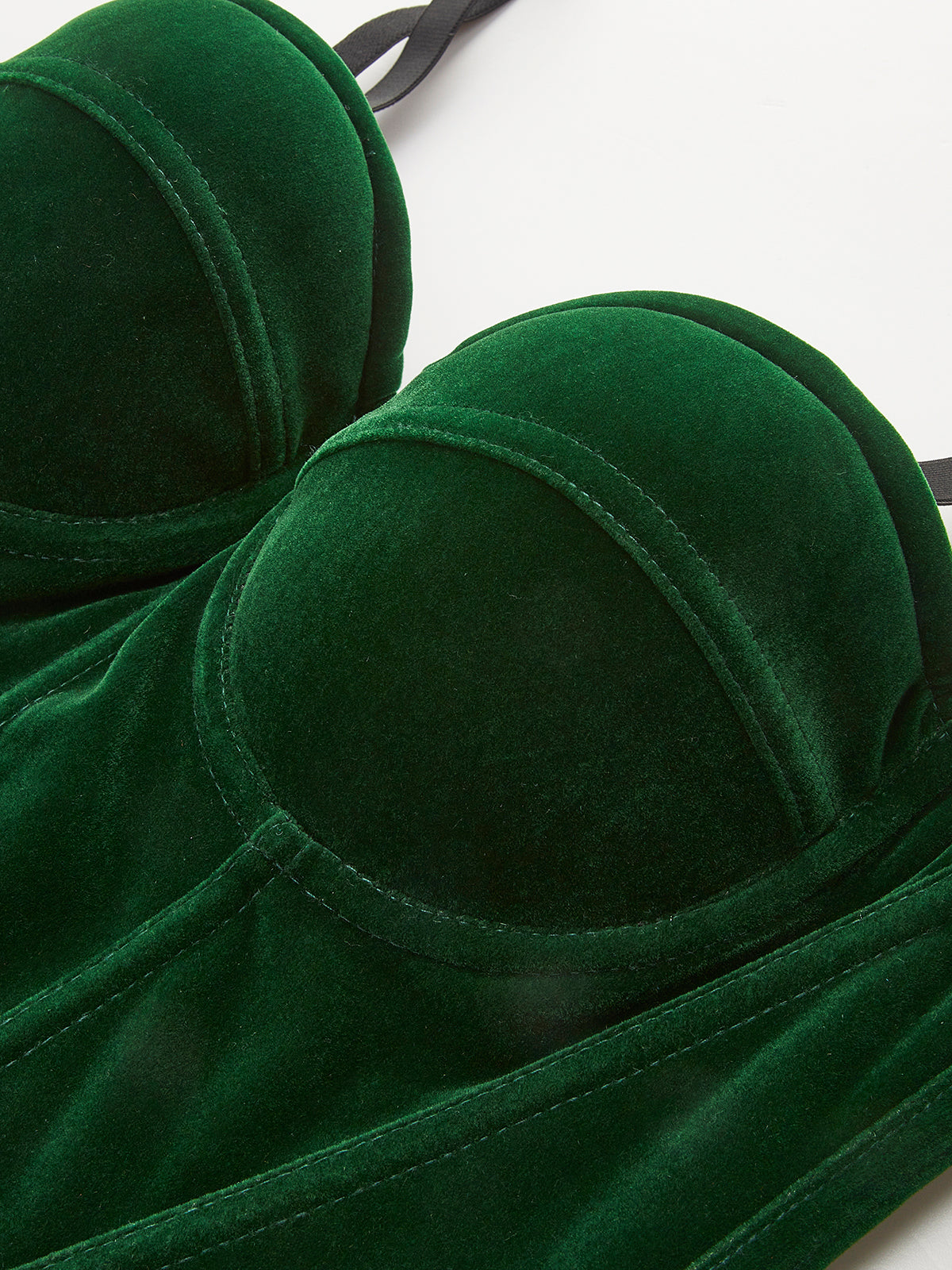 Corset à fermeture éclair et passepoil en velours