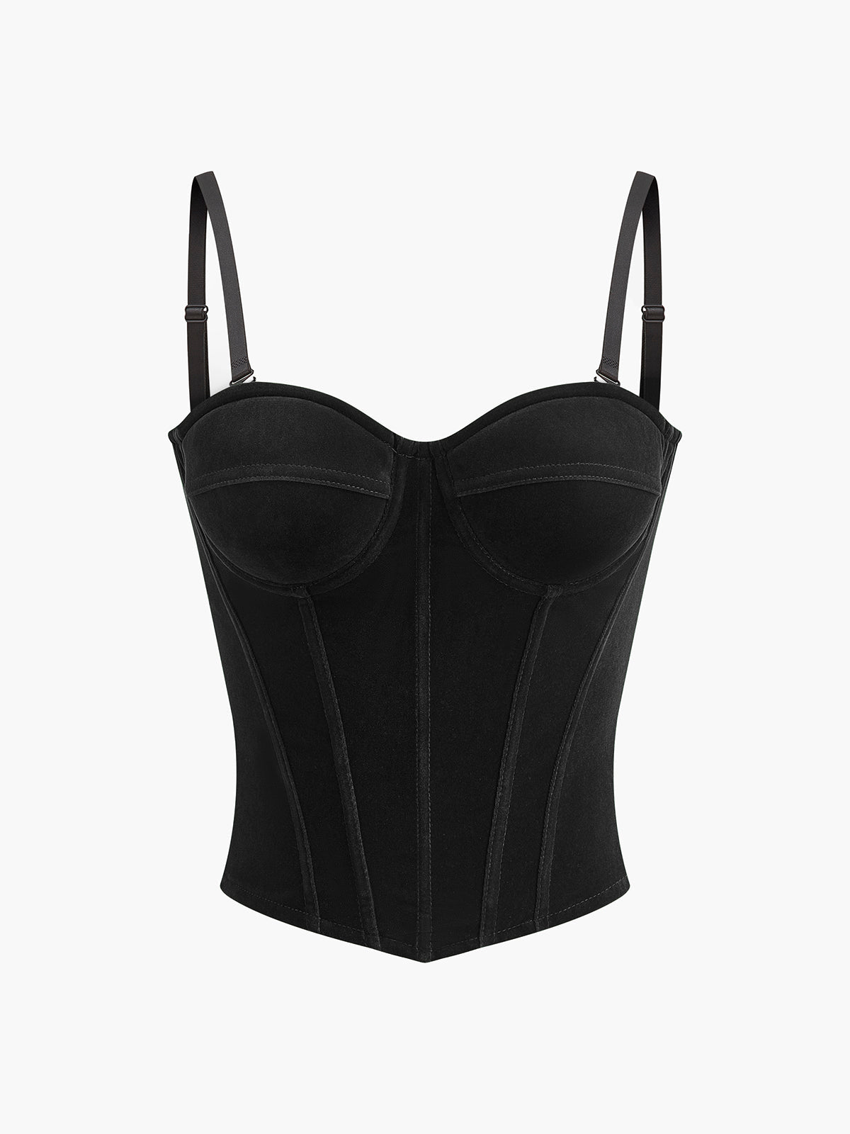 Corset à fermeture éclair et passepoil en velours