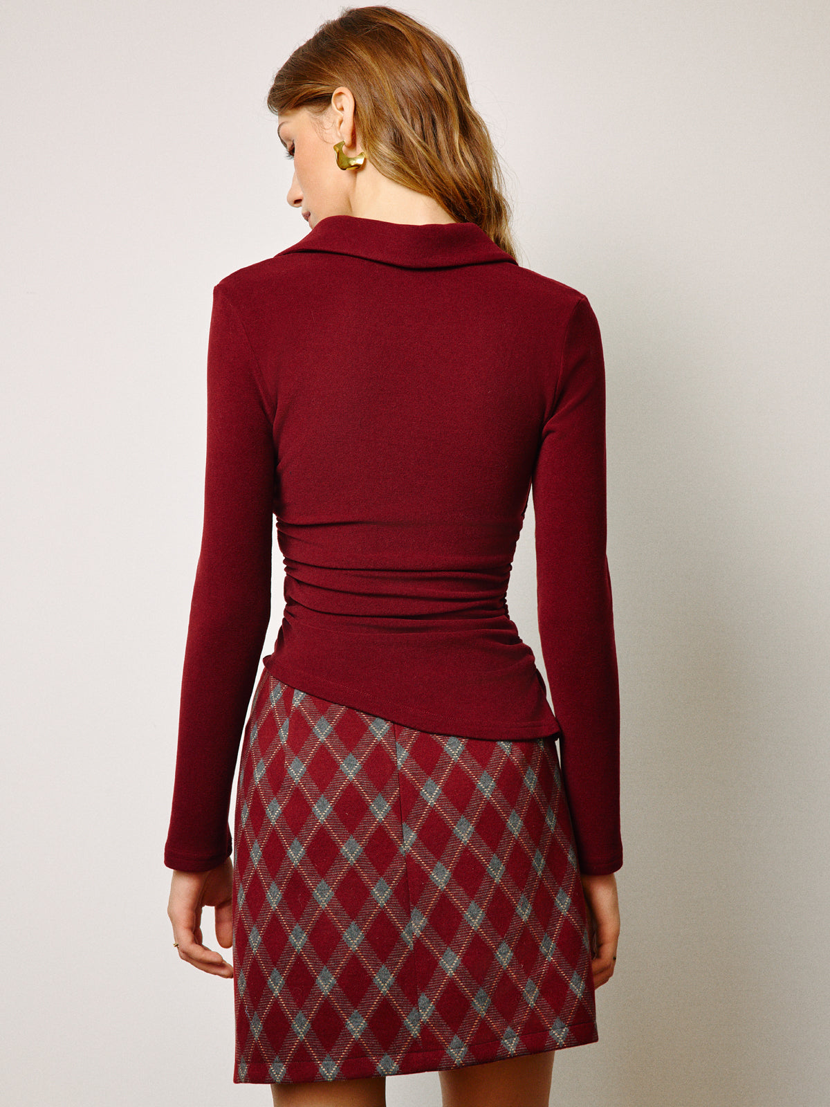 Jupe en tweed taille mi-haute à fermeture éclair