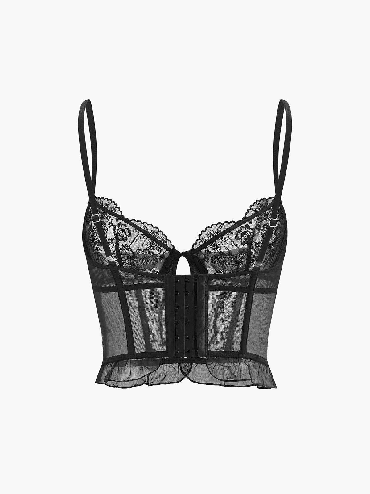 Corset en dentelle florale semi-transparente