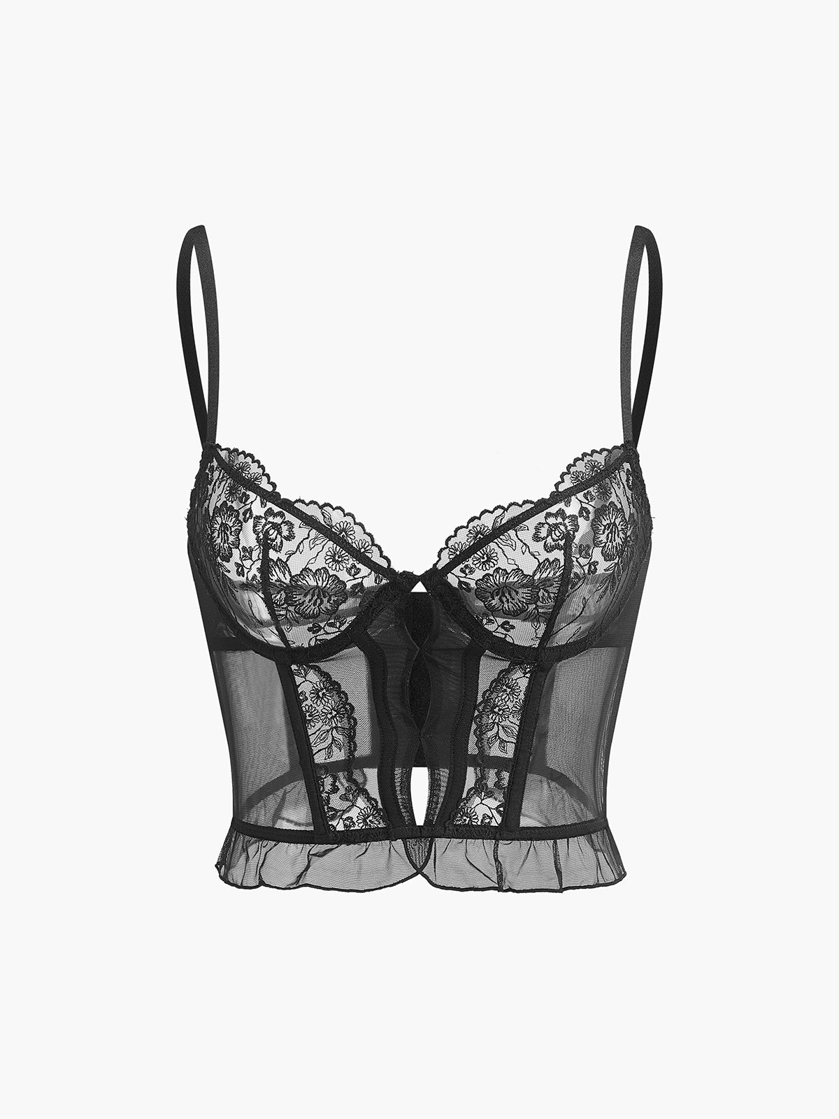 Corset en dentelle florale semi-transparente
