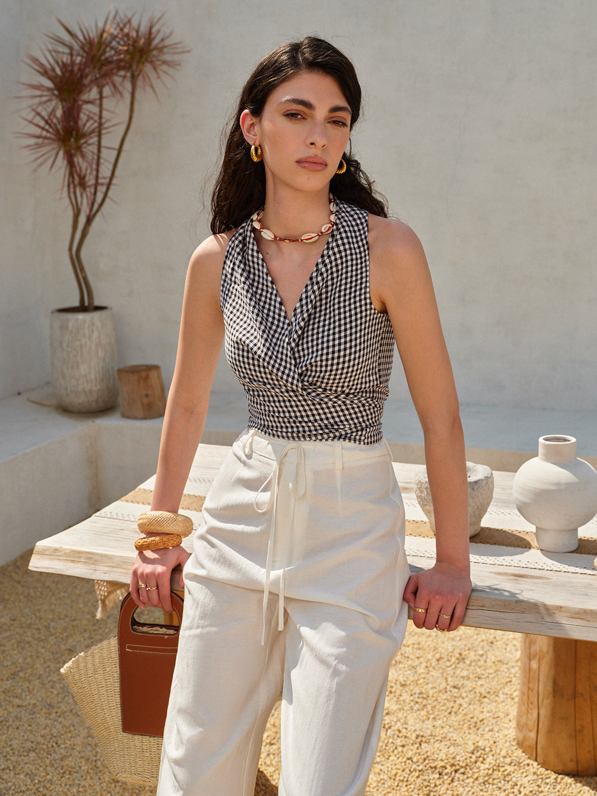 Haut dos nu à carreaux vichy