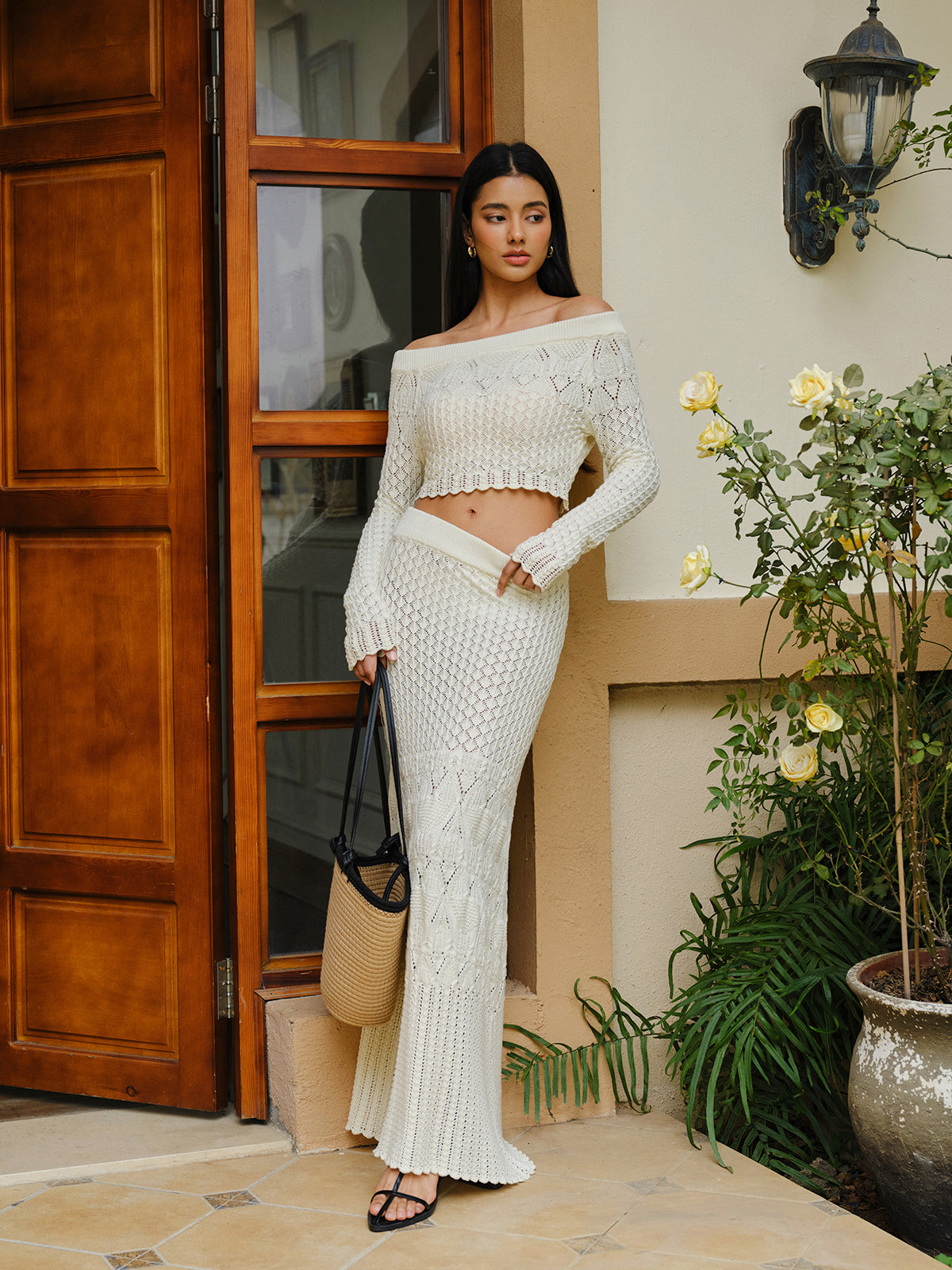 Häkelpullover aus Baumwolle, Rock