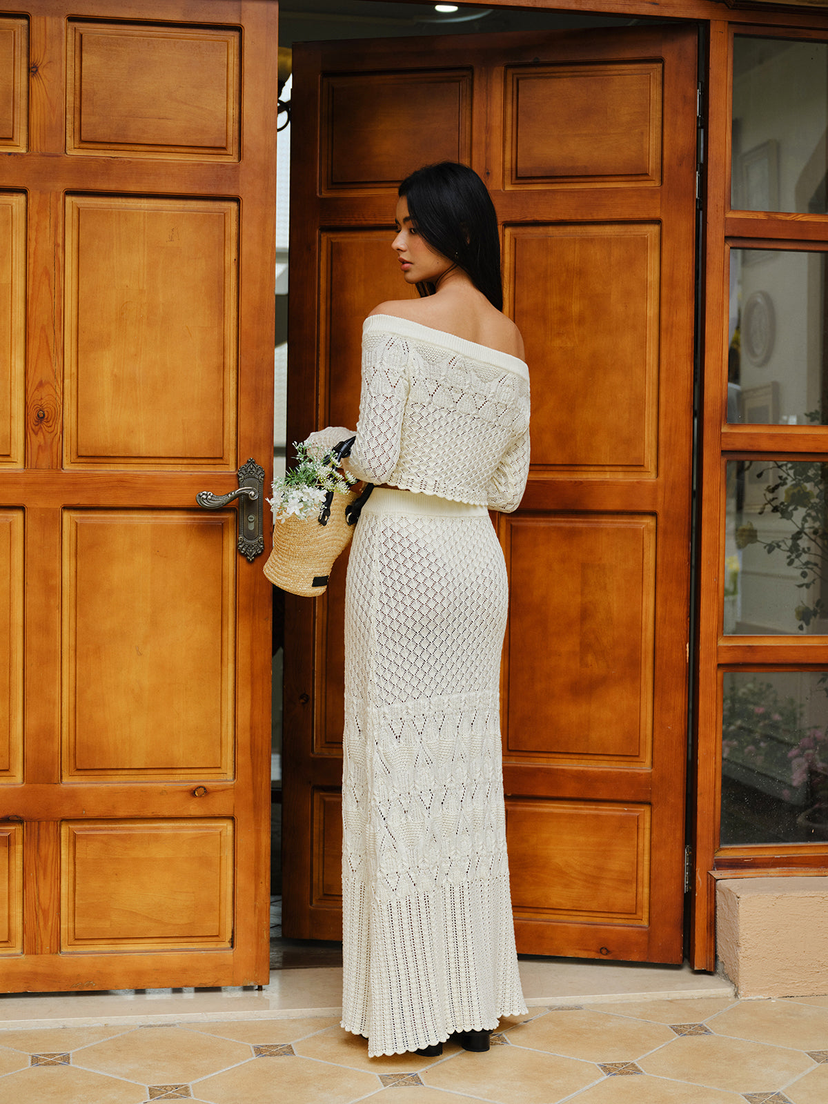 Häkelpullover aus Baumwolle, Rock