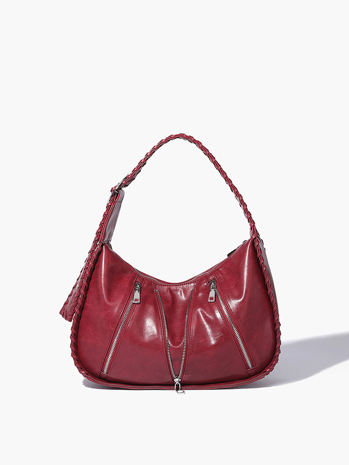 Soft-Buckle Zip-Decor Armpit Bag