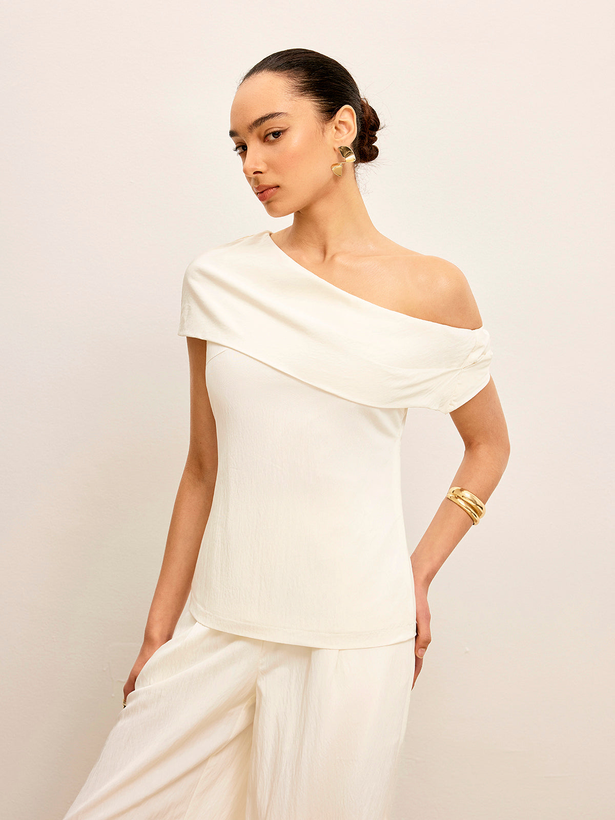 One-Shoulder Draped Top