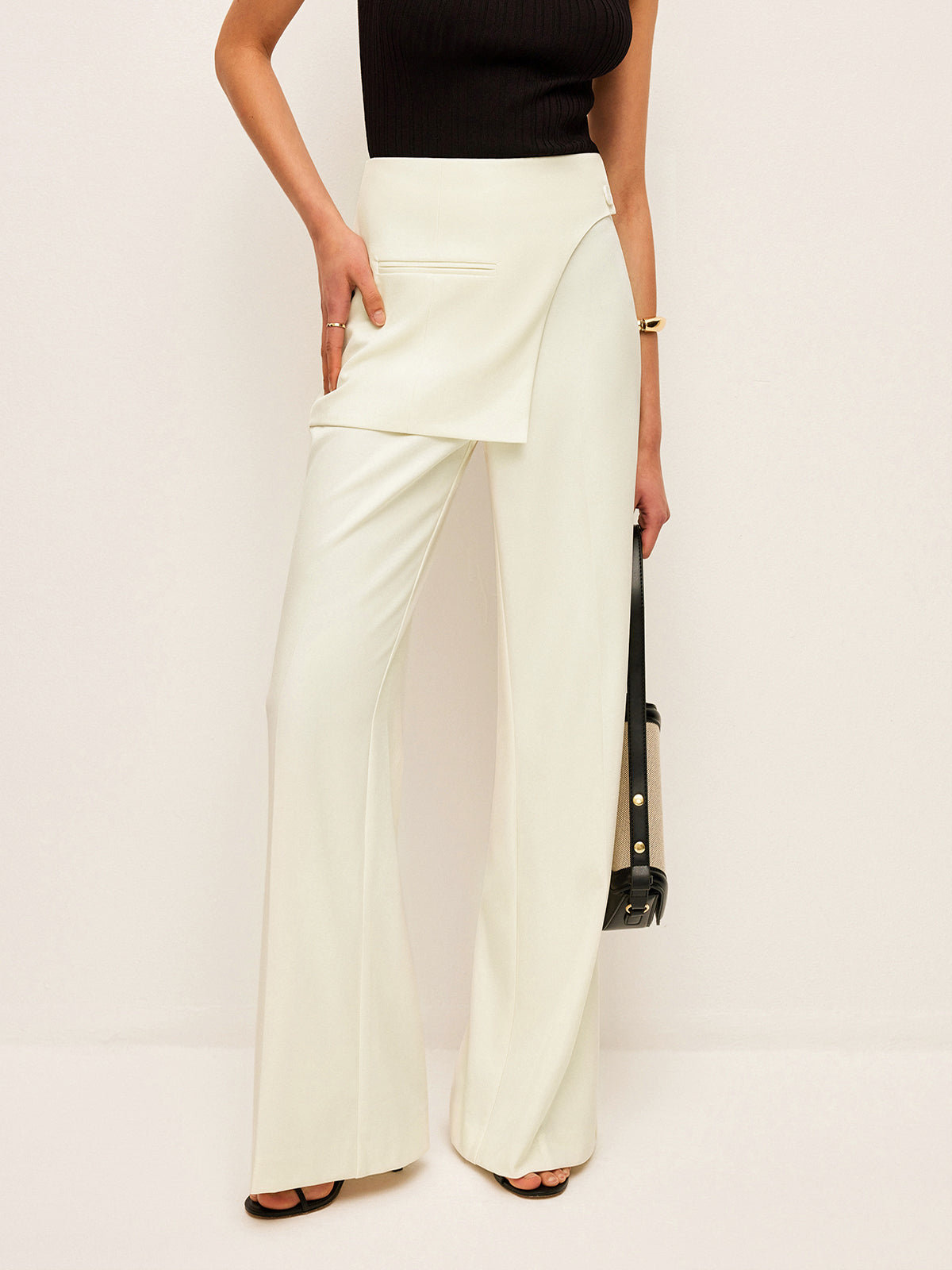 Mid-Waist Pockets Pants With Wrap Detail