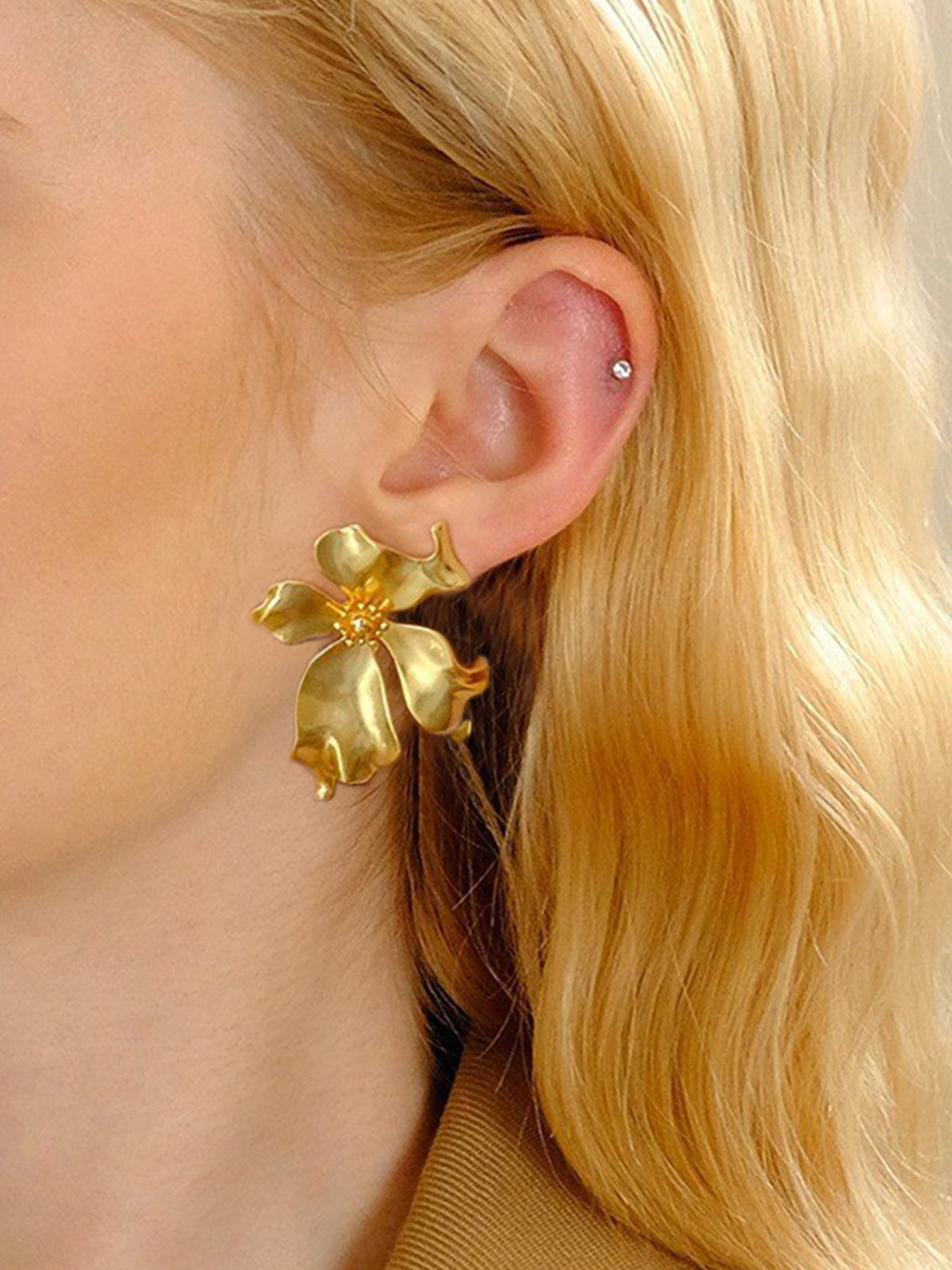 Metal Flower Earrings