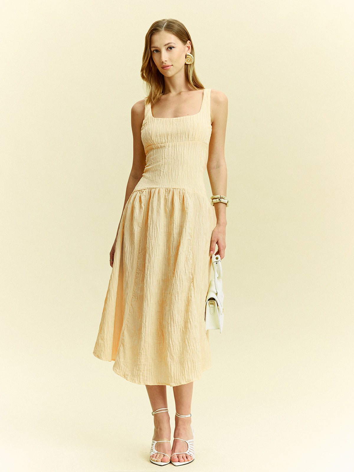 Textured Sleeveless Midi Dress
