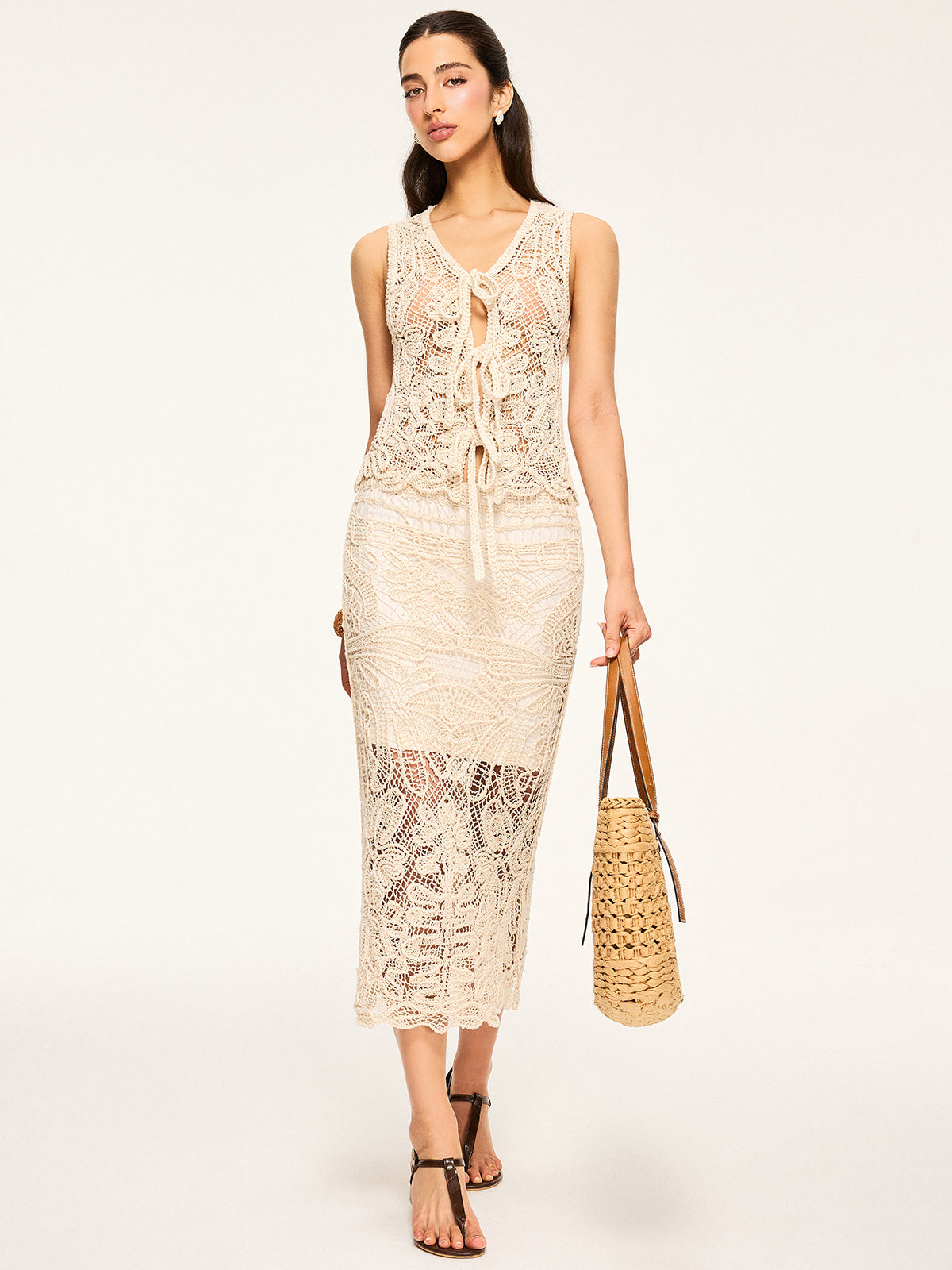 Transparenter Häkel-Midirock