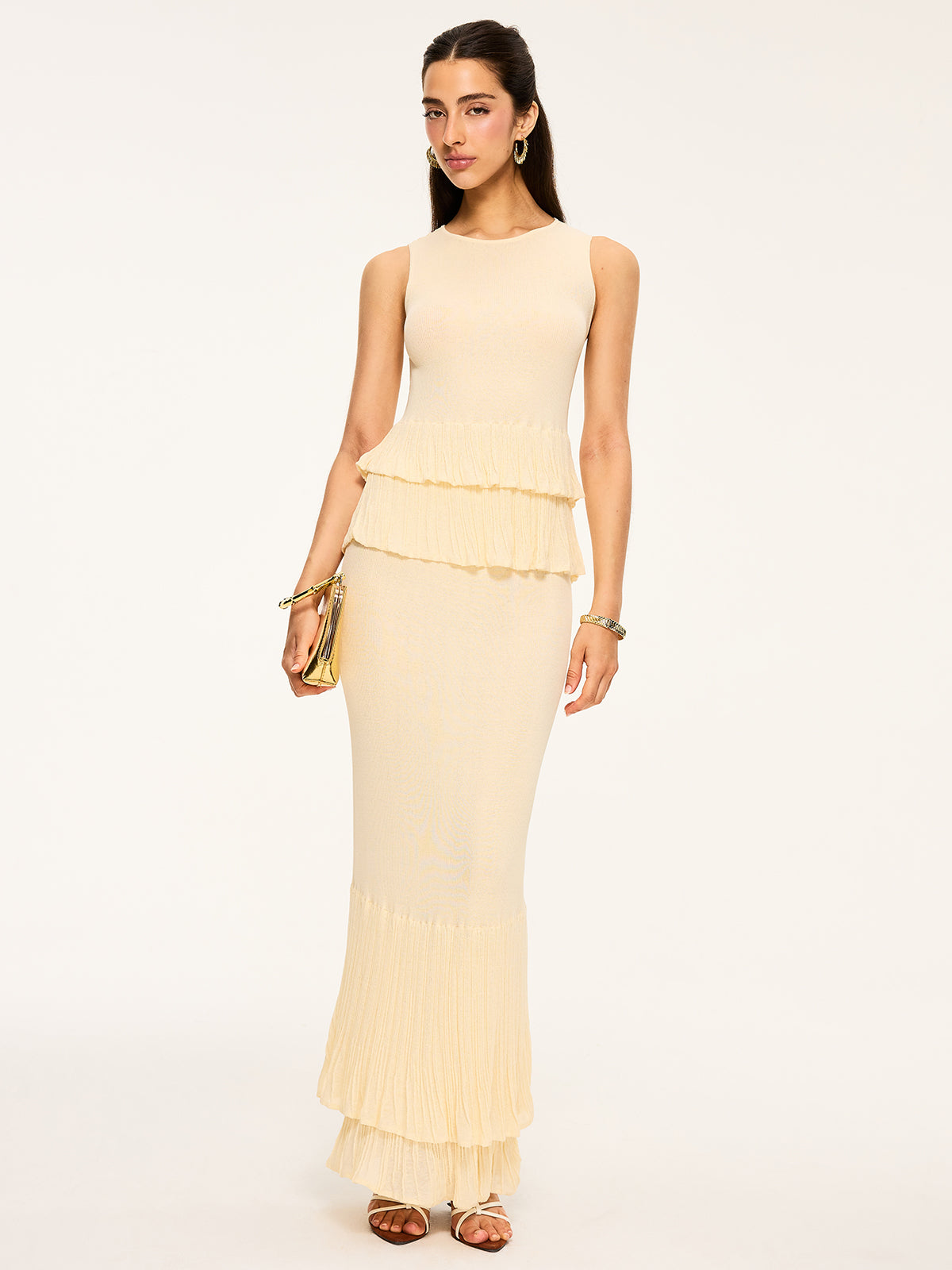 Maxirock mit plissiertem Saum