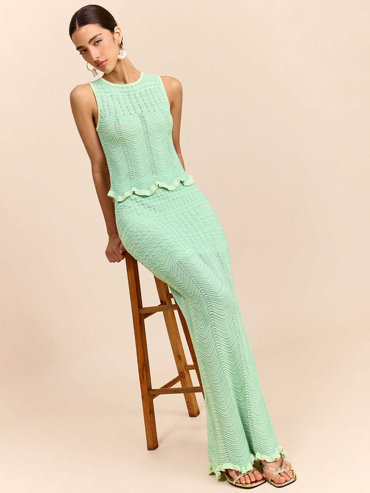 Maxirock aus Strick mit Wellenmuster