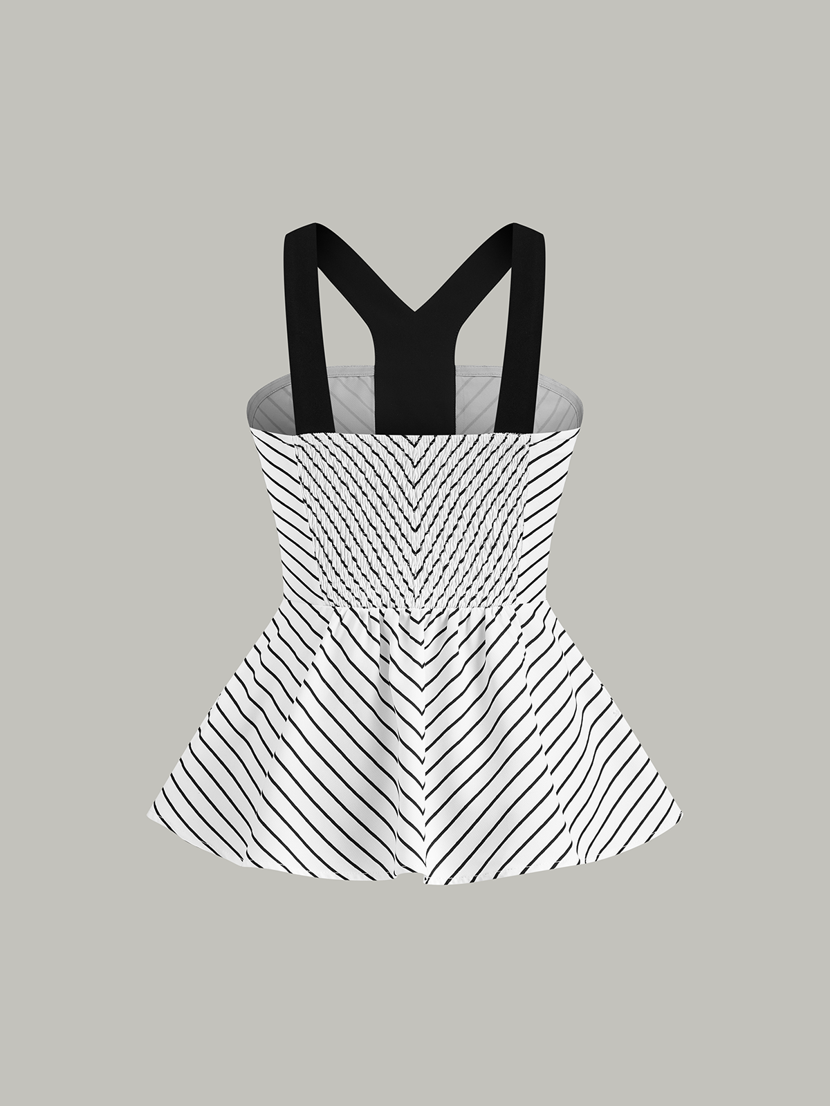 Top péplum rayé à bretelles contrastées