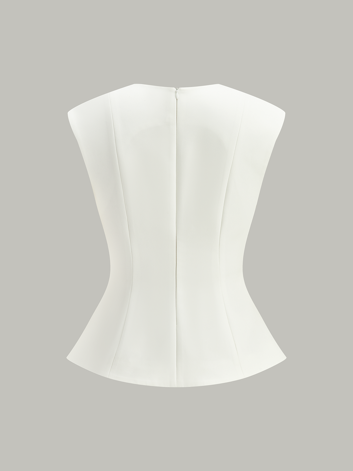 Sleeveless Peplum Top with Metal Buttons