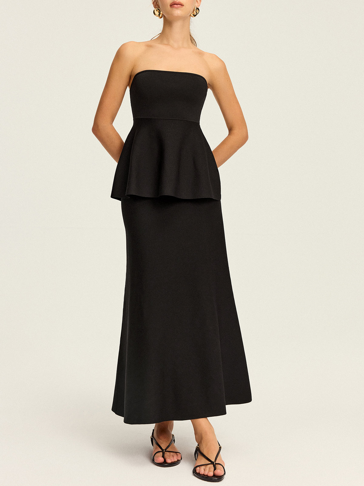 Strick-Maxirock mit elastischem Bund