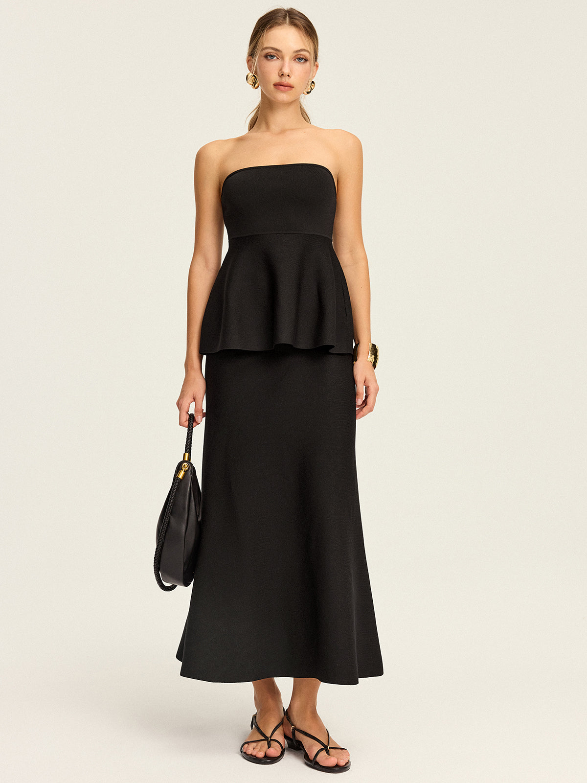 Strick-Maxirock mit elastischem Bund