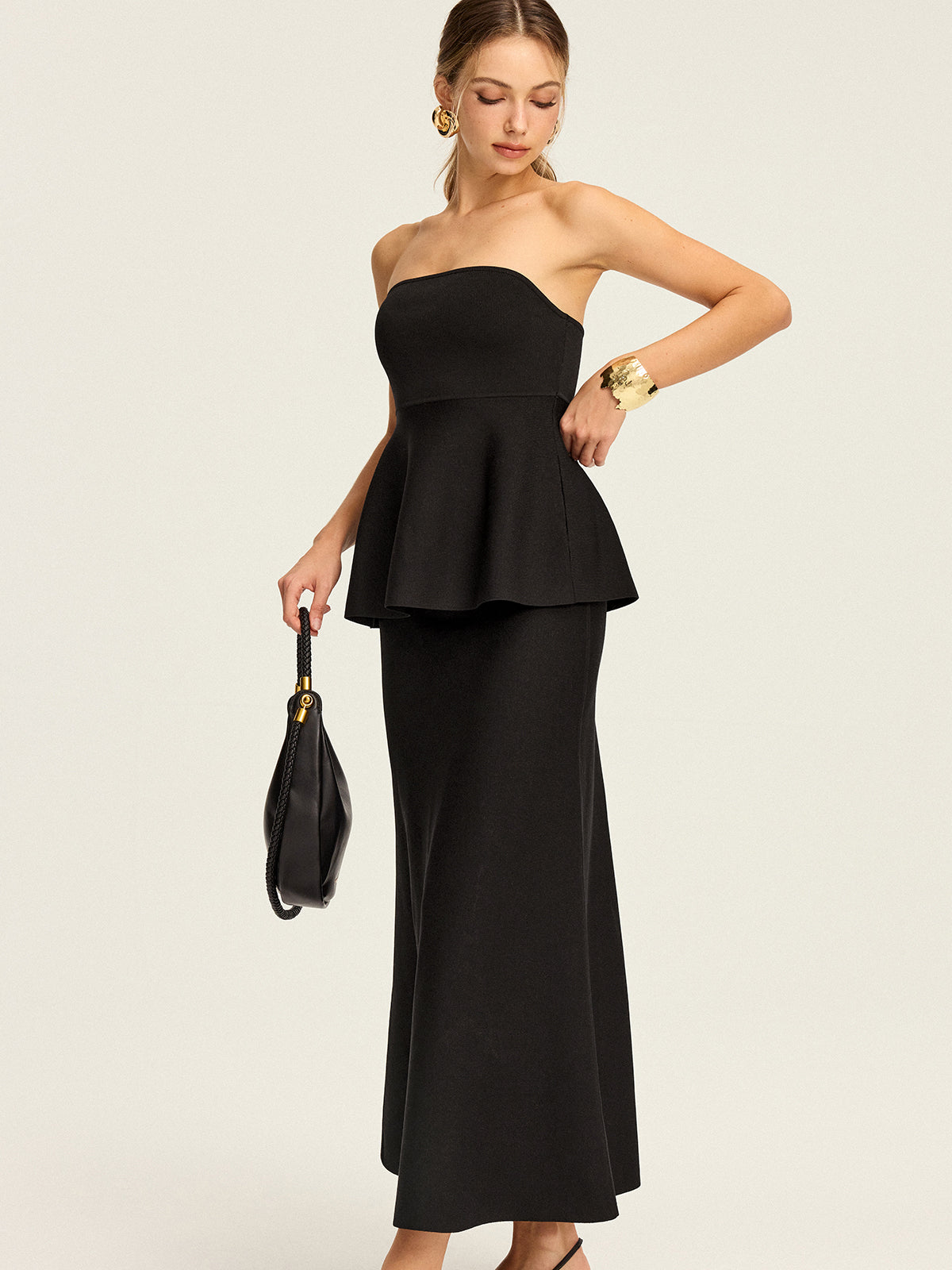 Strick-Maxirock mit elastischem Bund