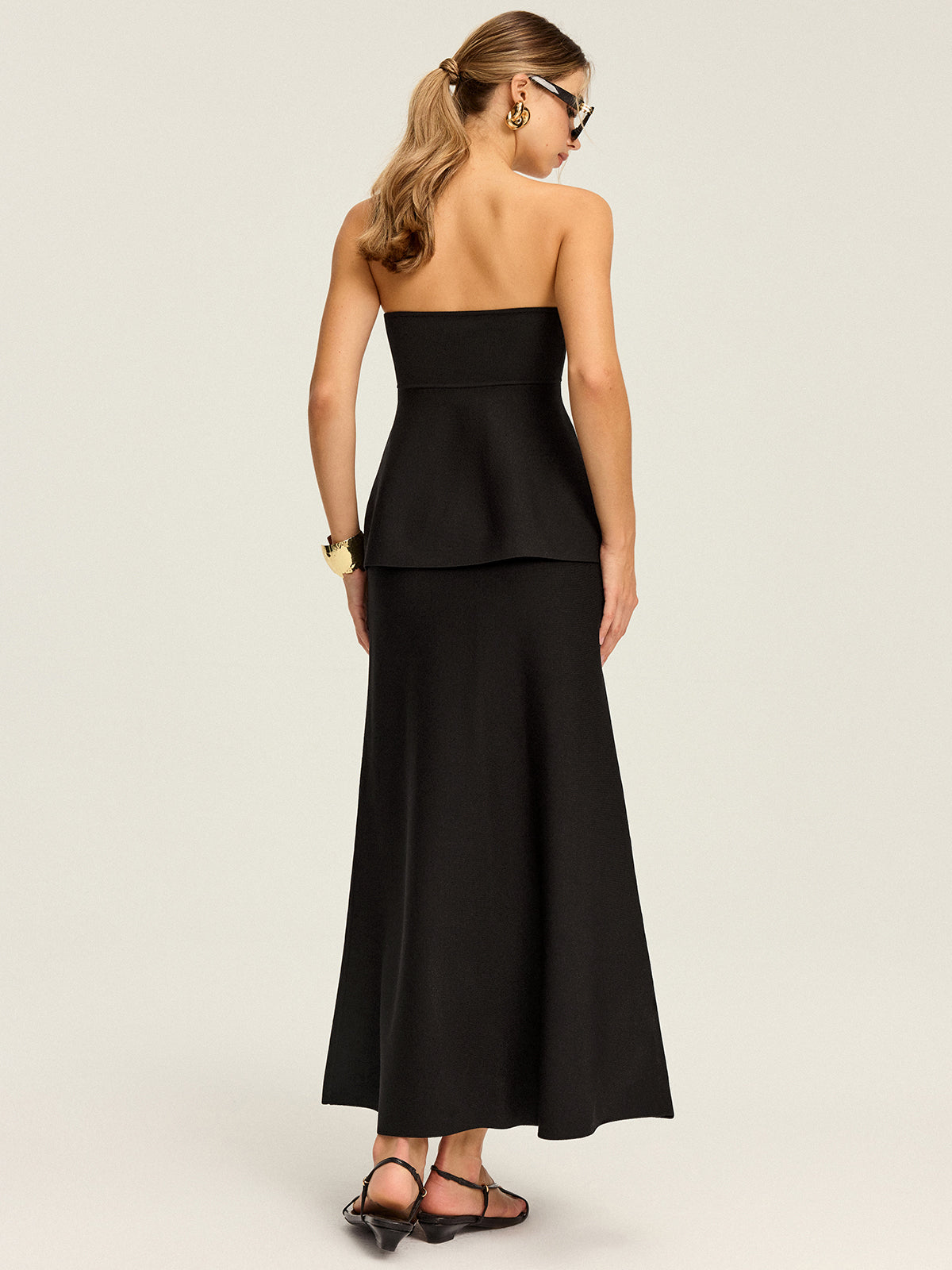 Strick-Maxirock mit elastischem Bund