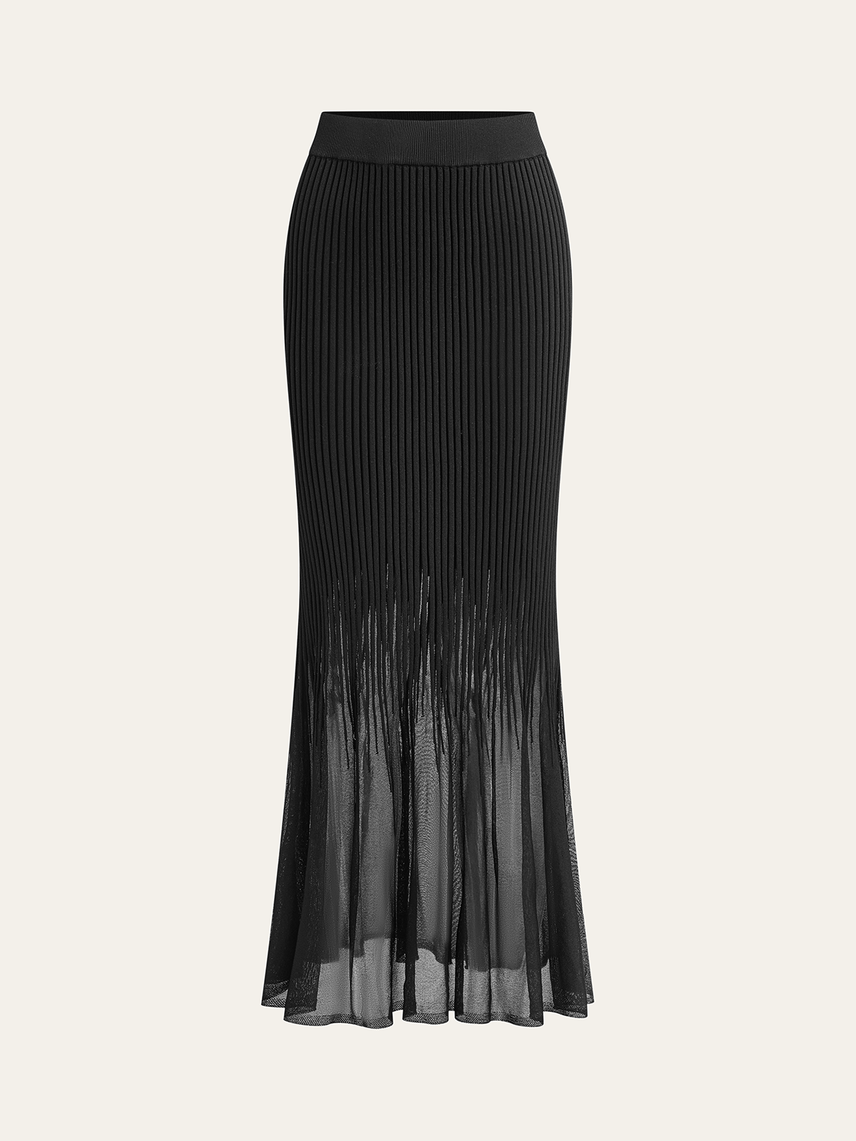 Meerjungfrauenrock mit Mesh-Saum und Rippstrickbündchen