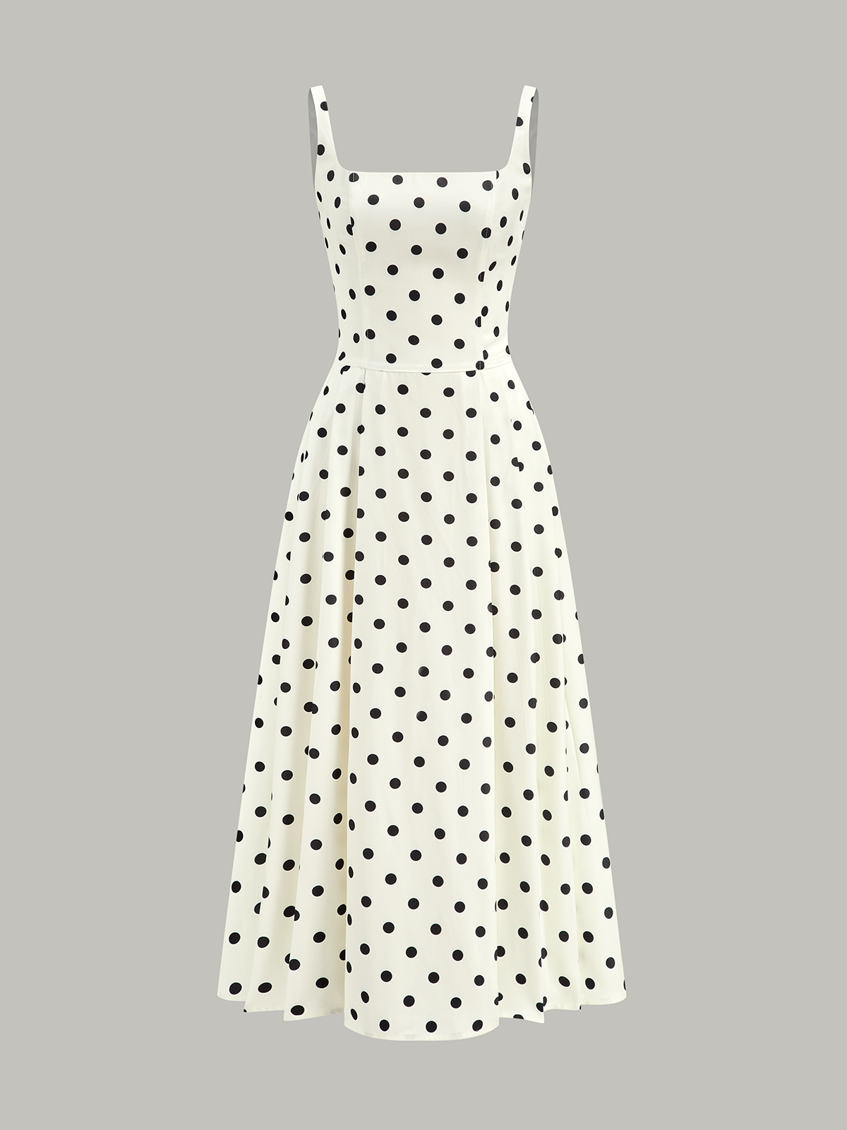 Robe longue à pois et col carré