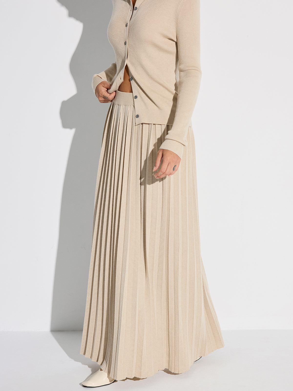 Plissierter Strickrock aus Wollmischung