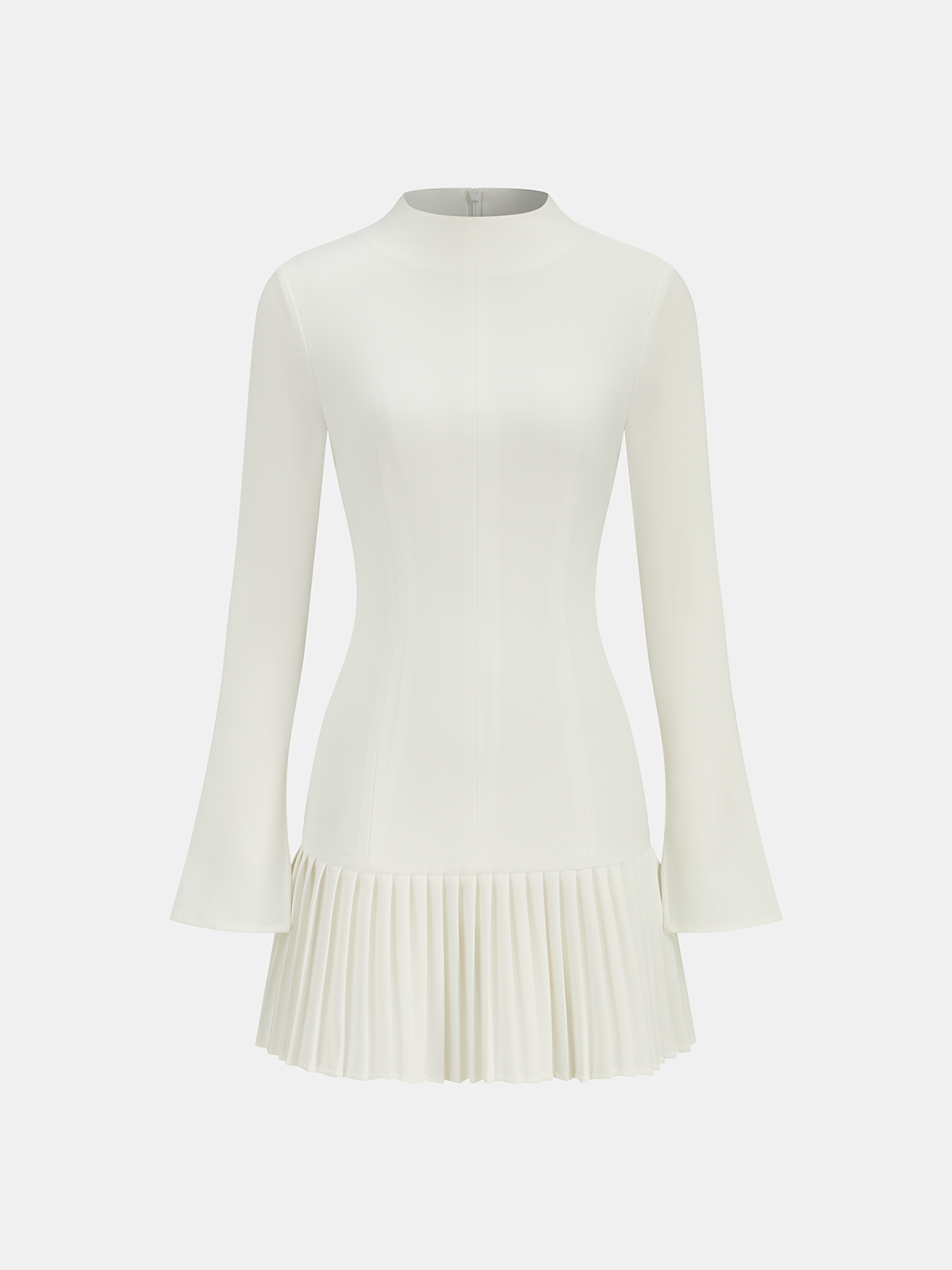 Robe courte à ourlet plissé et col montant