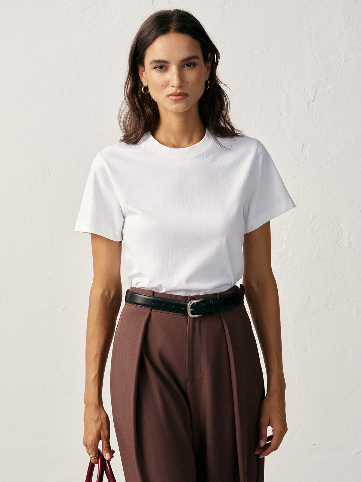 Water-Repellent Cotton Crew Neck T-Shirt