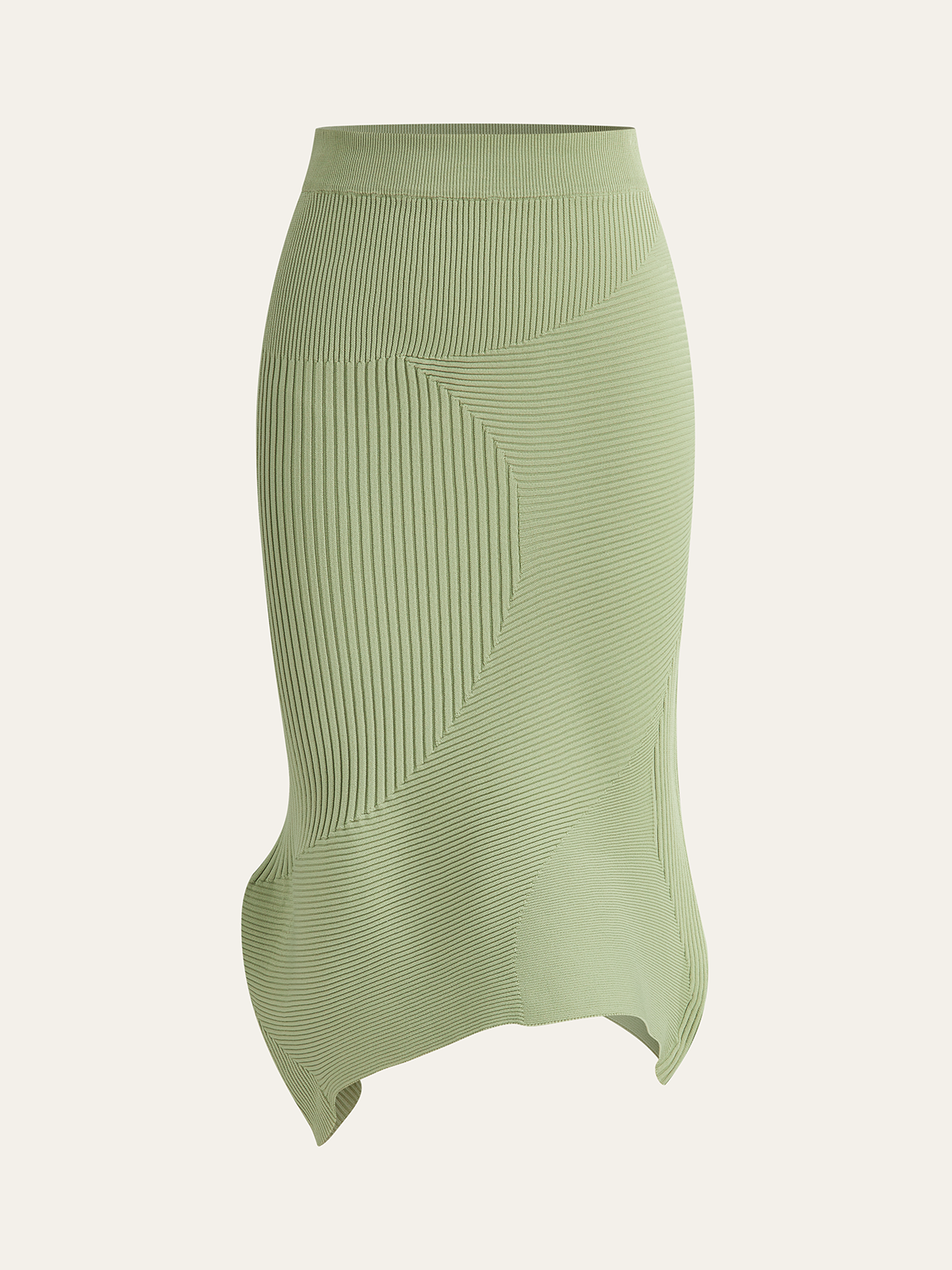 Strick-Midirock mit asymmetrischem Saum und Strukturmuster