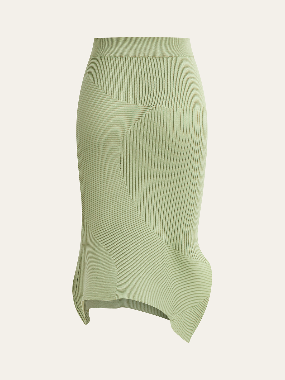 Strick-Midirock mit asymmetrischem Saum und Strukturmuster