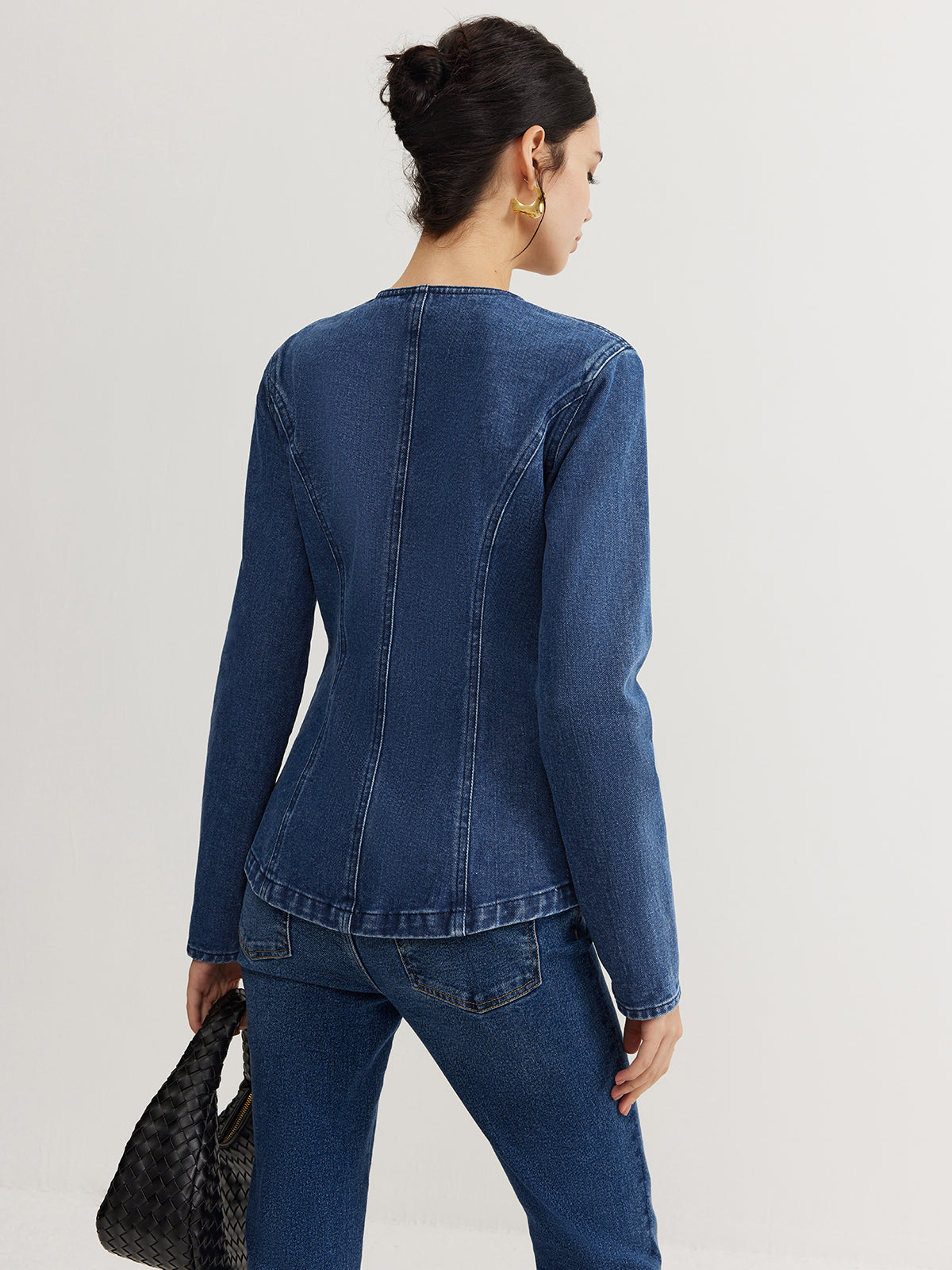 Button Down Denim Slim Jacket