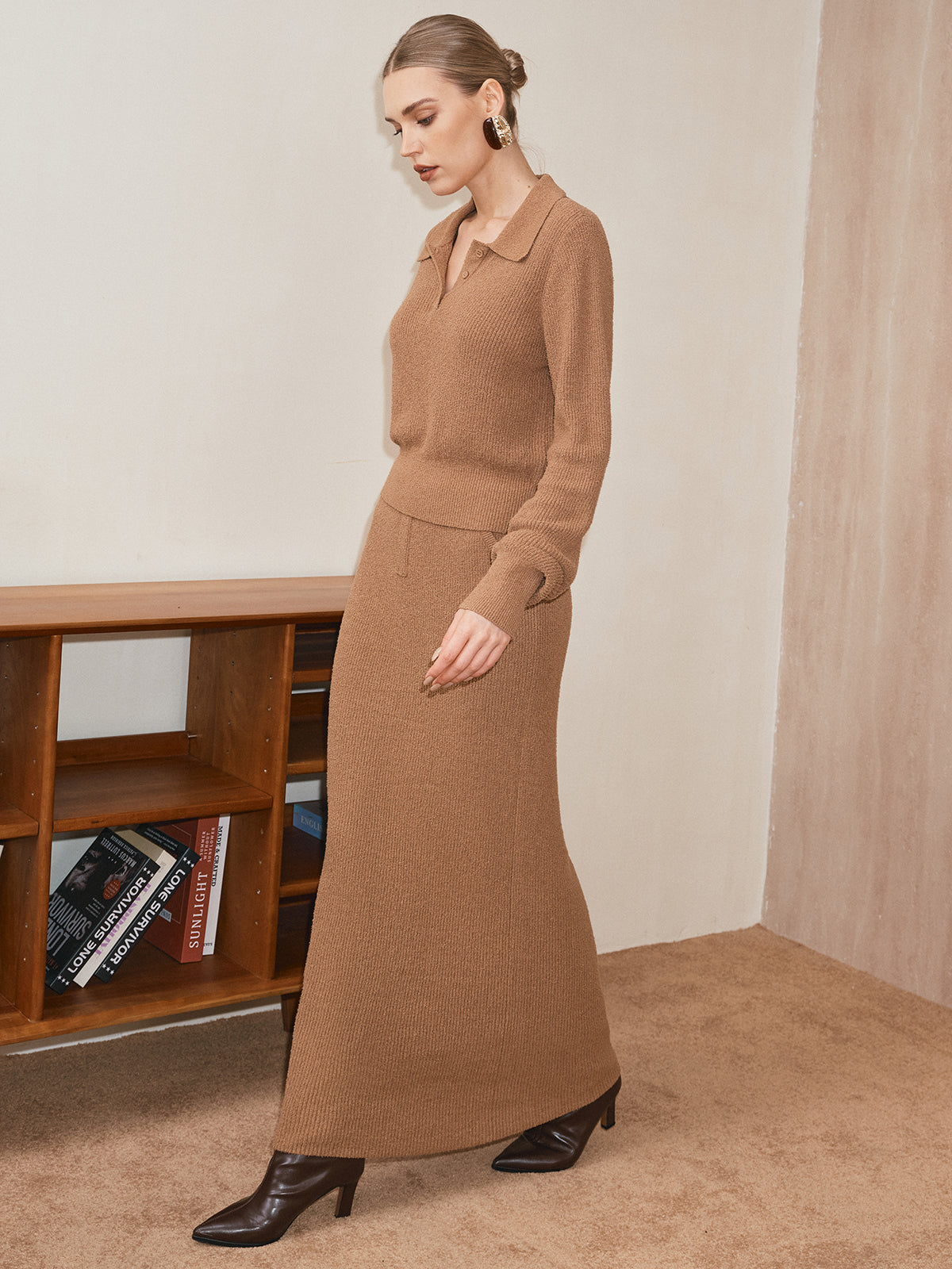 Strickrock mit Knopfdetails und mittelhohem Bund