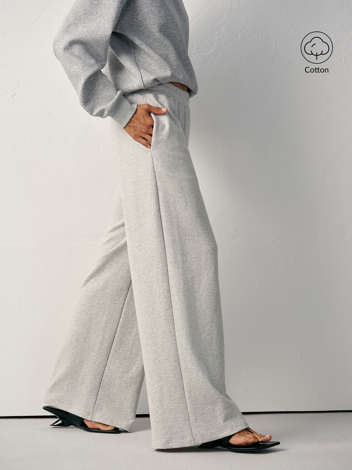 Cotton Blend Straight-Leg Sweatpants