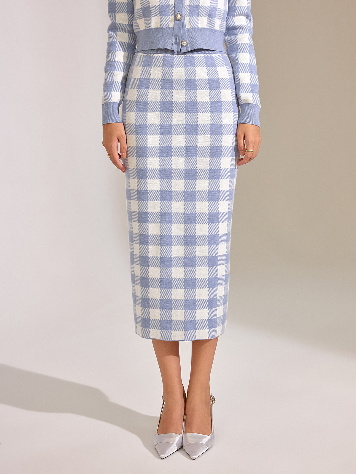 Vintage karierter Wollmischpulloverrock