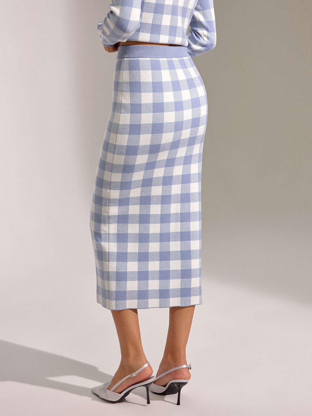 Vintage karierter Wollmischpulloverrock