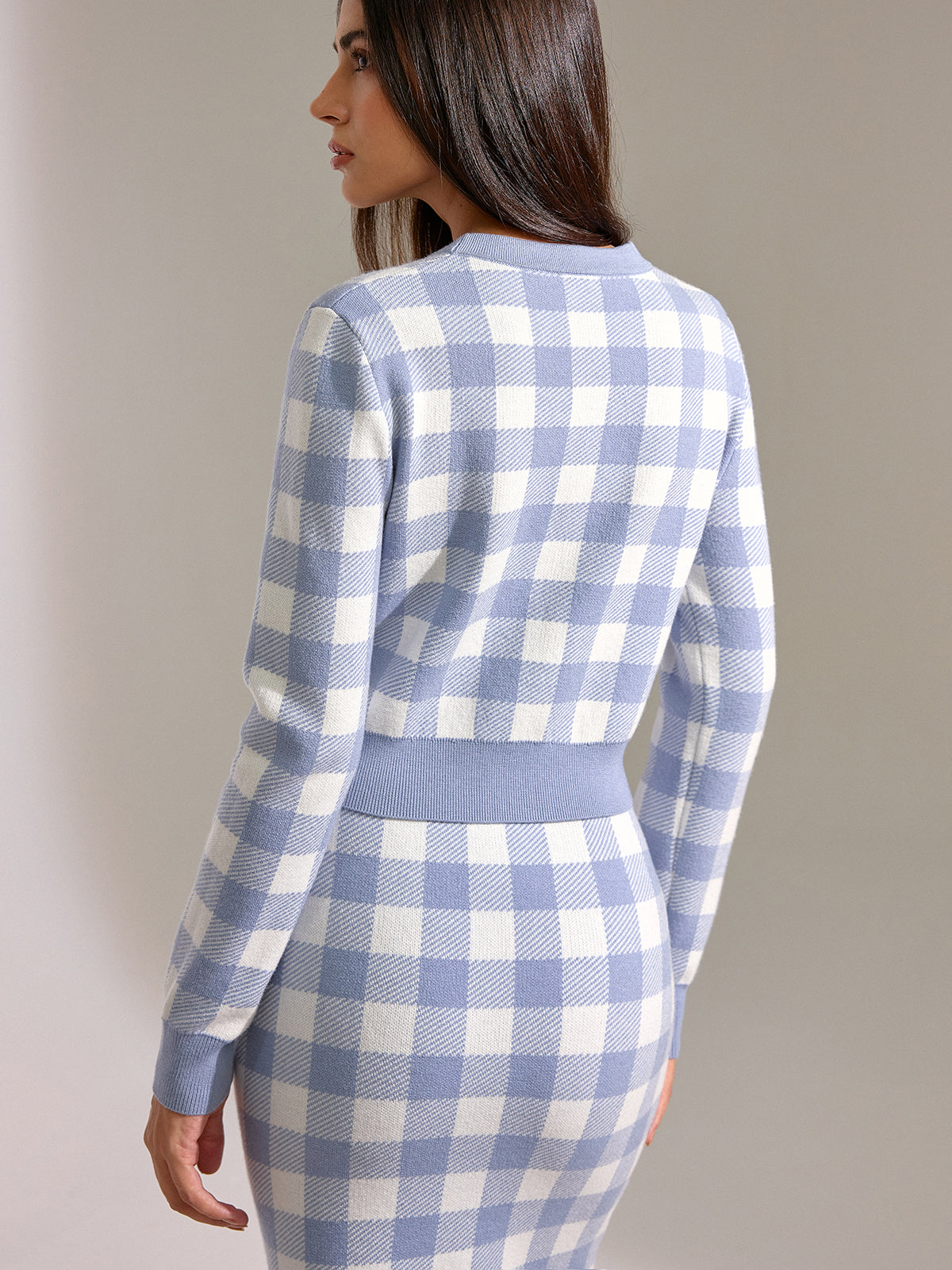 Cardigan vintage à carreaux en laine mélangée