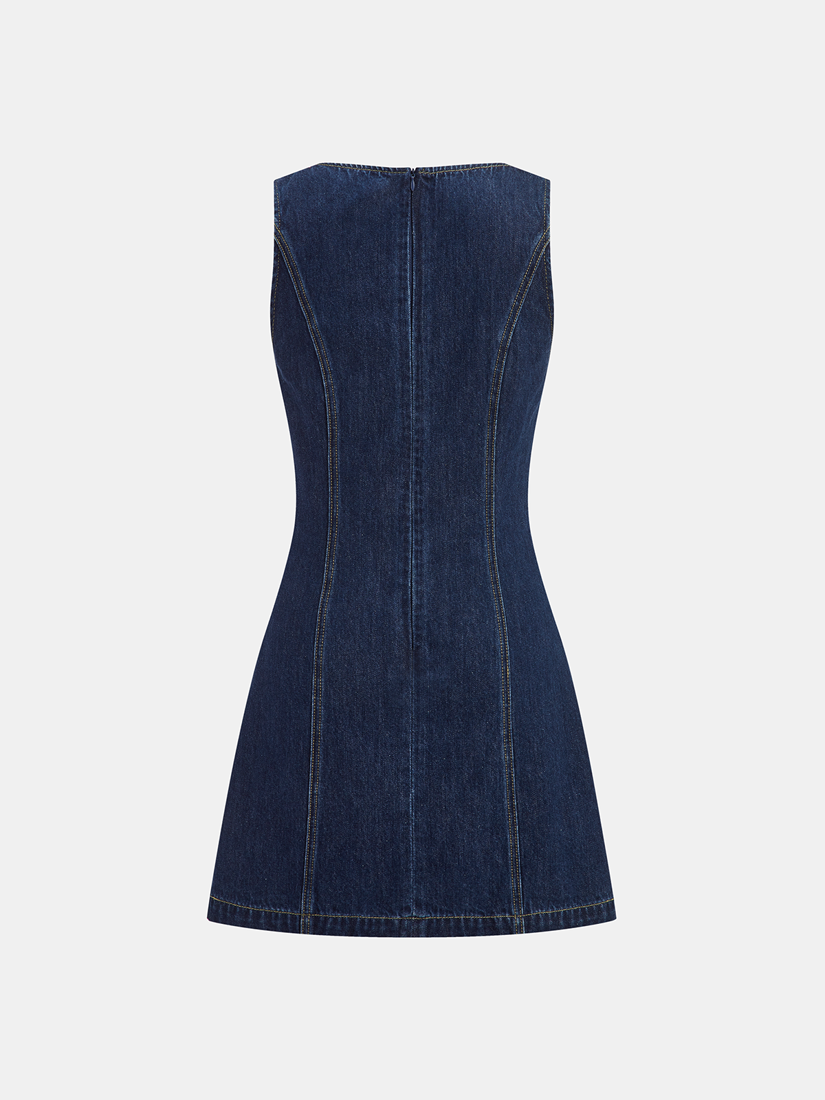 Ärmelloses Minikleid aus Denim mit Metalldetails