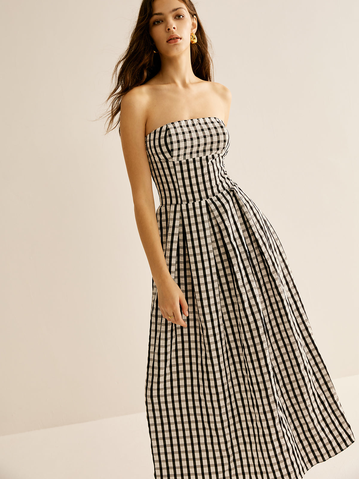 Robe longue tube à carreaux 