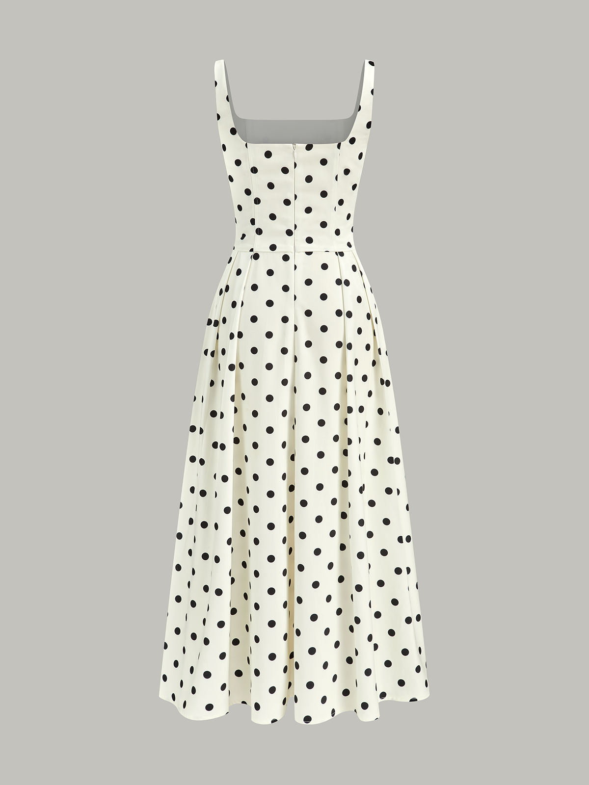 Robe longue à pois et col carré 